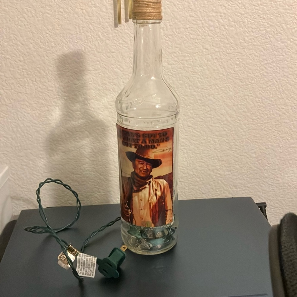 John Wayne Captain Morgan Bottle With Lights Inside